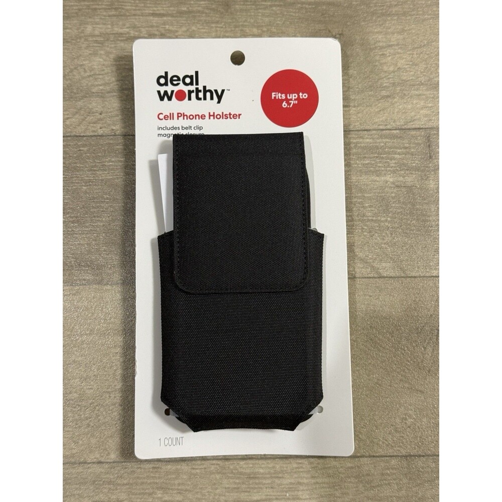 Deal Worthy Cell Phone Holster Pouch Black Wallet Case Belt Clip For Phone 6.7”